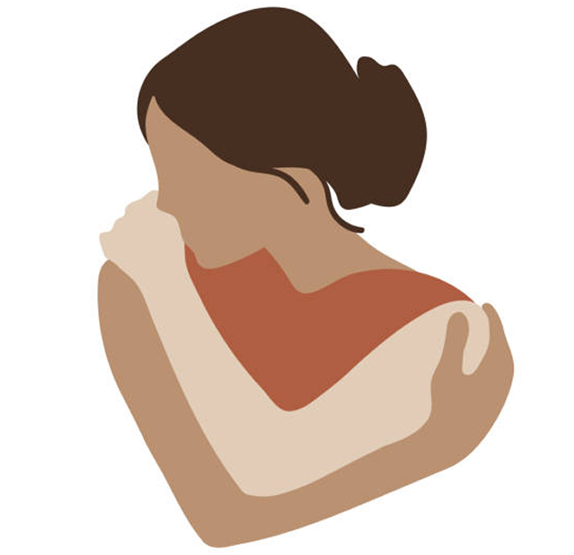 Illustration of a person hugging themselves