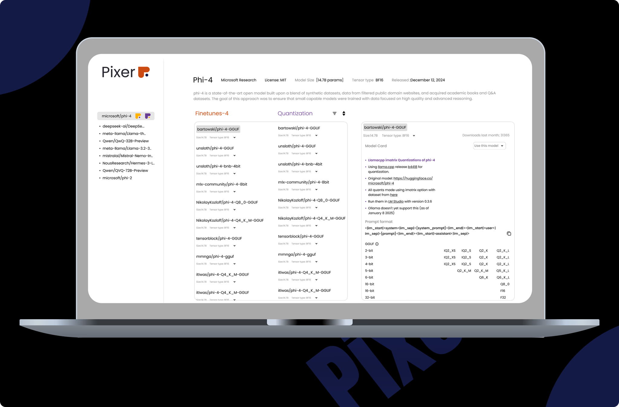 Pixer data interface