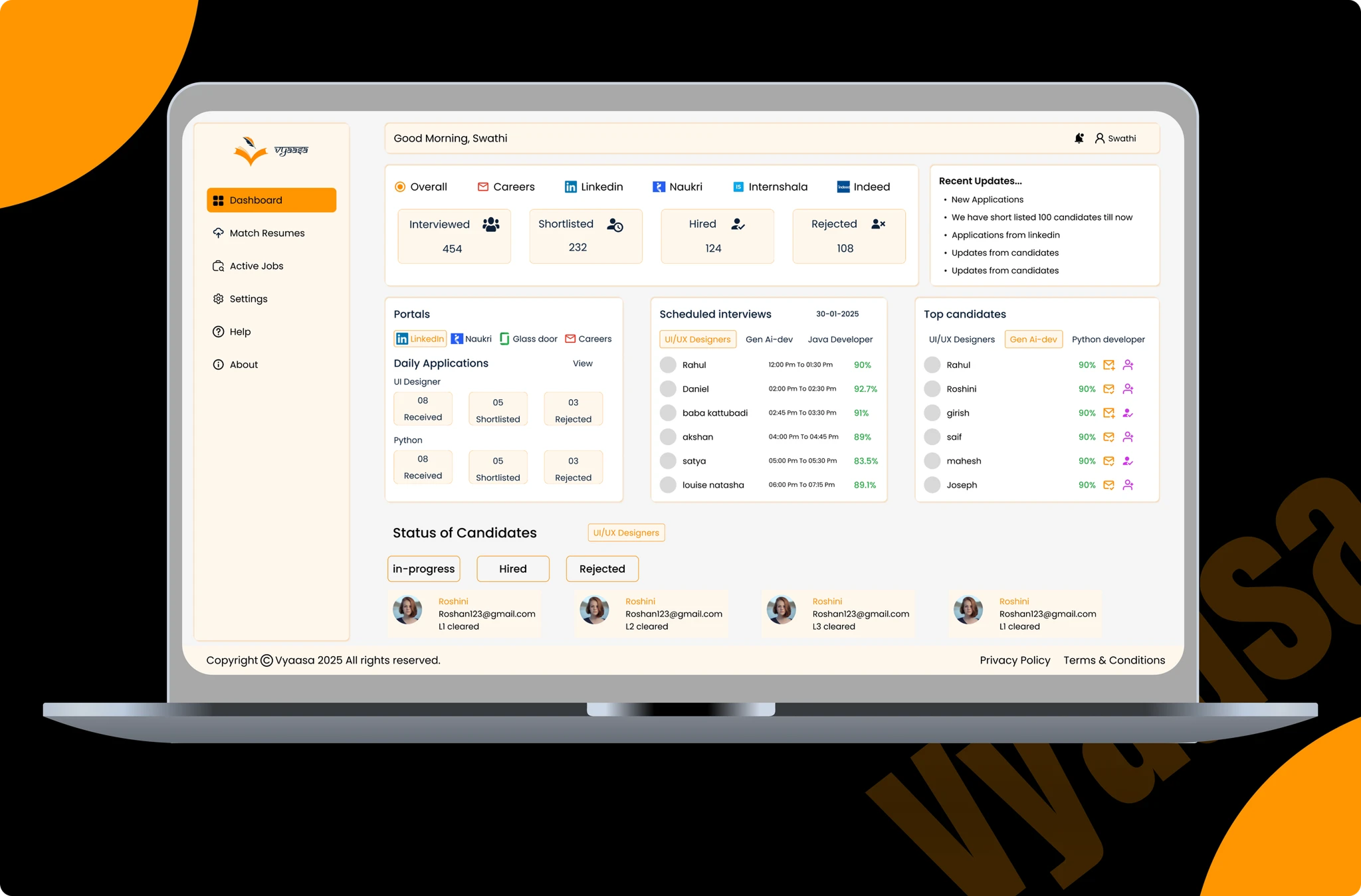 Vyaasa HRMS platform interface